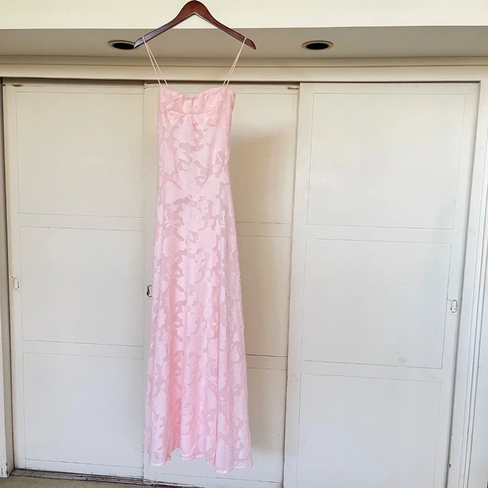 Loveshack Fancy Strapless Pink Long Mermaid Dainty Dress - Picture 4 of 8